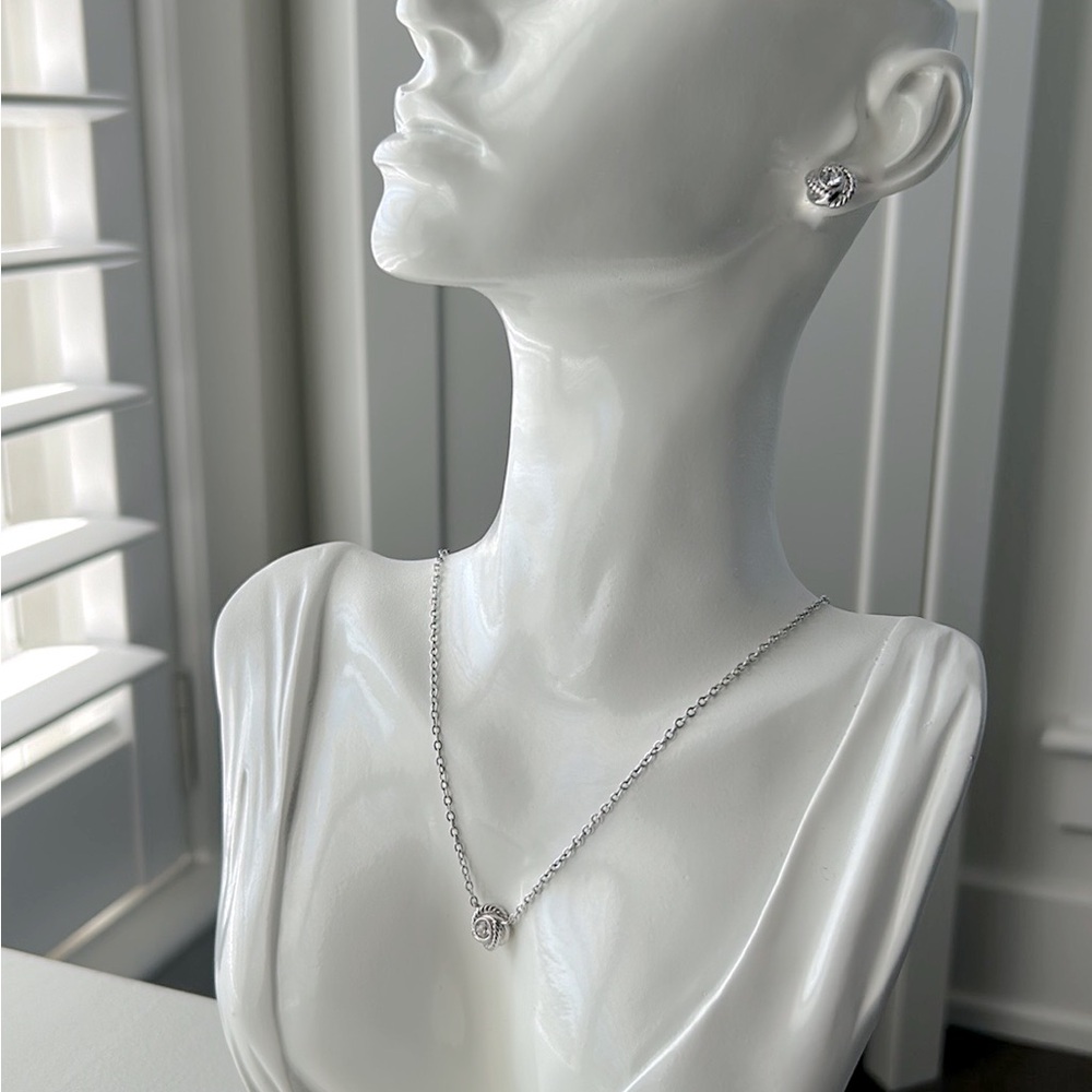 KATE SPADE Infinity and Beyond Silver Stone Necklace & Stud Earrings, Jewellery